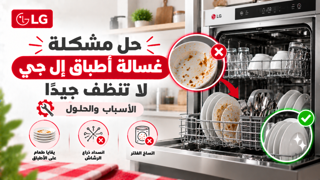 حل مشكلة غسالة أطباق إل جي لا تنظف جيدًا | الأسباب والحلول