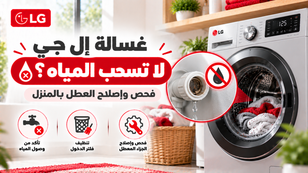 غسالة إل جي لا تسحب المياه؟ فحص وإصلاح العطل بالمنزل