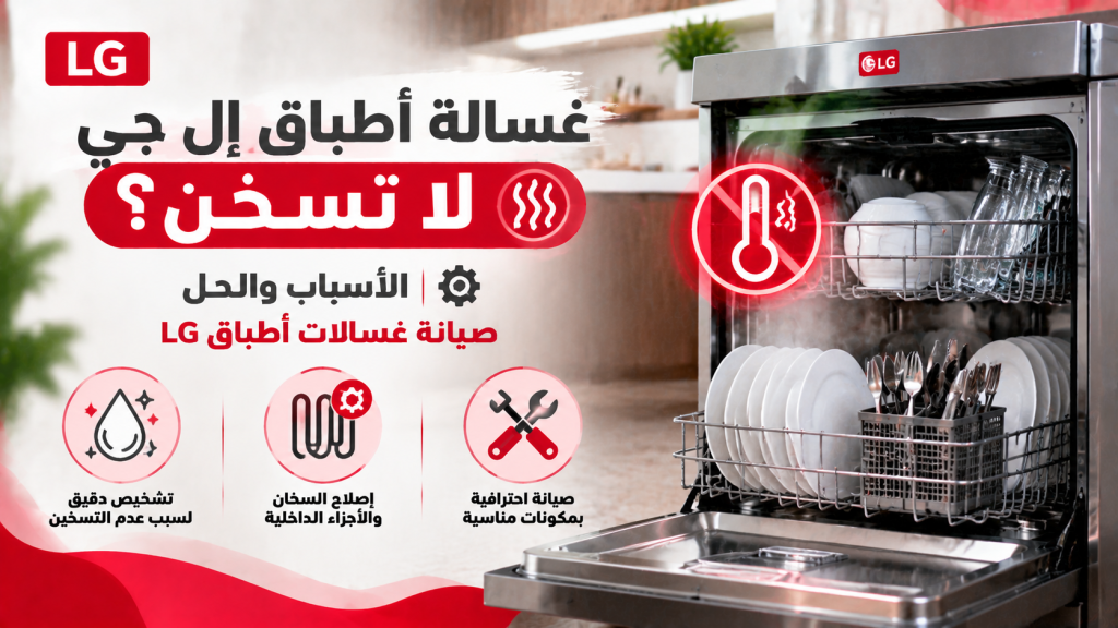 غسالة أطباق إل جي لا تسخن؟ الأسباب والحل | صيانة غسالات أطباق LG