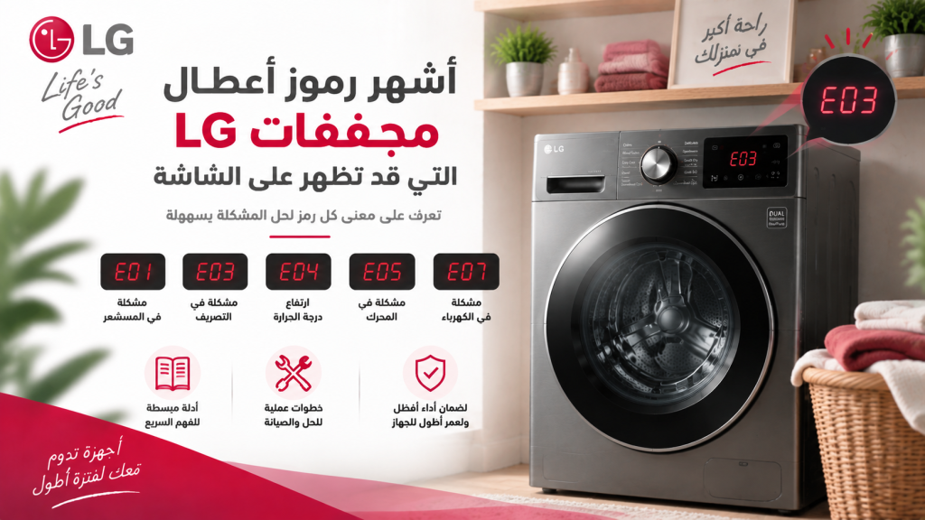 أشهر رموز أعطال مجففات LG التي قد تظهر على الشاشة